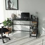 Hanah Home Mesa de Estudio M101F 130x60cm, Cristal Templado y Metal, Diseño Moderno e Industrial